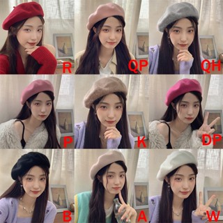 Women Solid Color Korean Version Berets Female Versatile Warm Knit Painter Hats