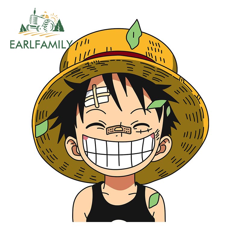 Earlfamily สติกเกอร์ ลายการ์ตูนอนิเมะ One Piece Luffy Peeker กันน้ํา สําหรับติดตกแต่งกระจกรถยนต์ 13 ซม. x 11.4 ซม.
