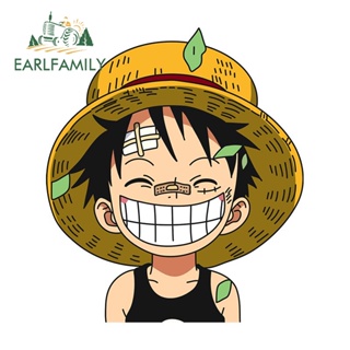 Earlfamily สติกเกอร์ ลายการ์ตูนอนิเมะ One Piece Luffy Peeker กันน้ํา สําหรับติดตกแต่งกระจกรถยนต์ 13 ซม. x 11.4 ซม.