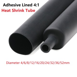 Adhesive Lined 4:1 Heat Shrink Tube Black Dia 4/6/8/12/16/20/24/32/36/52mm  with Glue Dual Wall Tubing Sleeve Wrap Wire Cable kit ชุดท่อหดความร้อน เส้นผ่าศูนย์กลาง 4:1 สีดํา  พร้อมกาวติดผนัง