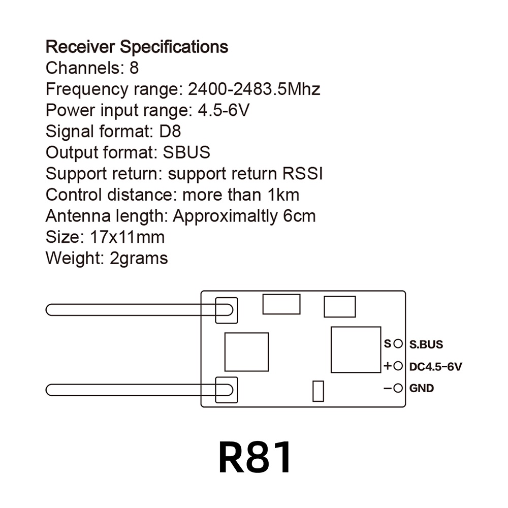 Radiomaster ตัวรับสัญญาณนาโน R81 R84 R86 R86C R88 2.4GHz มากกว่า 1KM SBUS สําหรับ FrSky D8 TX16S