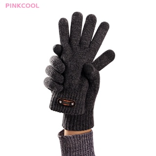 Pinkcool ใหม่ ถุงมือผ้าขนสัตว์ แบบหนา หน้าจอสัมผัส ให้ความอบอุ่น แฟชั่นฤดูหนาว สําหรับผู้ชาย