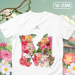 เสื้อยืดตัวอักษร Bunny Flora ตัวอักษร( M N O )