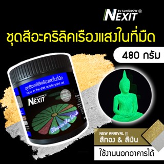 (มาใหม่) สีทองเรืองแสง สีเงินเรืองแสง Nexit ชุดสีอะคริลิคเรืองแสง ขนาด 480 กรัม สีเรืองแสงในที่มืด สีทาผนังเรืองแสง