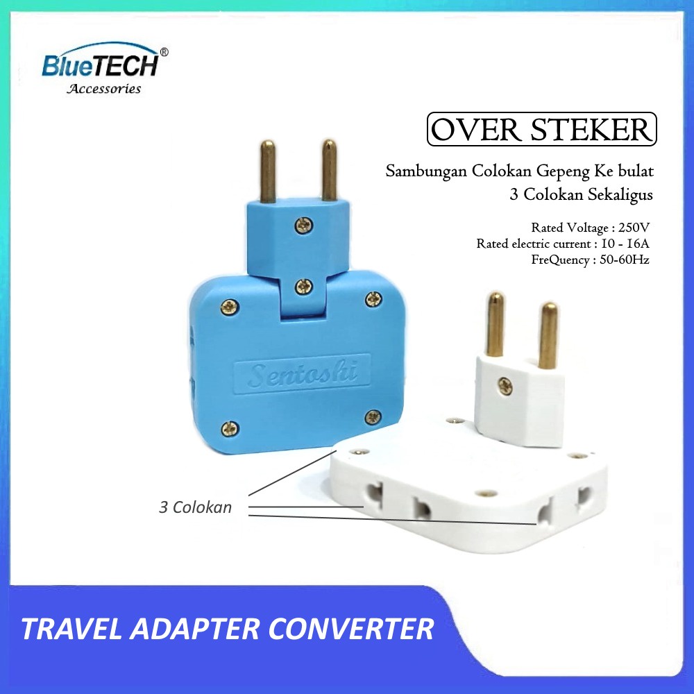 Bluetech US to EU Travel Converter อะแดปเตอร์ปลั๊กไฟฟ้าแบนถึงรอบปลั๊กการเชื่อมต่อ indo รุ่น DZ-326