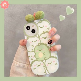 เคสโทรศัพท์มือถือ แบบนิ่ม ลายการ์ตูนไดโนเสาร์ 3 มิติ ประดับโบว์ สําหรับ iPhone 7Plus 8Plus 11 XR 12 13 11 14 Pro MAX 6 6s 7 8 Plus X XS MAX SE 2020