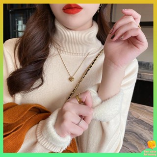 เสื้อคอเต่า ไหมพรมคอเต่า เสื้อไหมพรมบุขนกำมะหยี่หนาพิเศษสำหรับผู้หญิงเสื้อตัวในคอเต่าแบบใหม่ปี2022สำหรับฤดูหนาวเสื้อผ้าที่อบอุ่นด้านในสำหรับฤดูใบไม้ร่วงและฤดูหนาวเสื้อสไตล์ตะวันตก