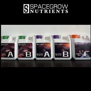 SpaceGrow  Nutrients : ปุ๋ยน้ำคุณภาพสูง สูตรเข้มข้น ยกเซ็ตจบดอก [สุดคุ้ม!! 5 แกนลอน ขนาด 1L]