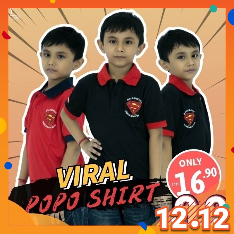 CY 112 Casual Colar เสื้อ Budak Polo Kids Colar Boy Superman / เสื้อ Polo Budak Lelaki Superman