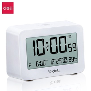 Deli นาฬิกาดิจิตอล นาฬิกาปลุกดิจิตอล หน้าจอ LED วัน เดือน ปี อุณหภูมิ  ใช้ถ่าน AAA  Alarm Clock