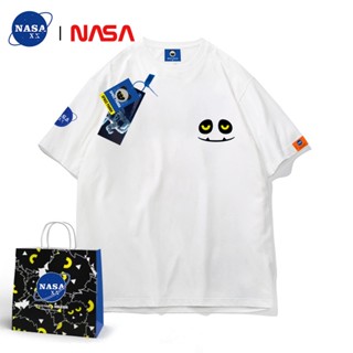 เสื้อยืดแขนสั้น แขนห้าส่วน ทรงหลวม พิมพ์ลายอวกาศ NASA Little Devil Ghost Face National Tide ขนาดใหญ่ สําหรับผู้ชาย และคู่รัก