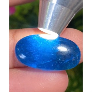 พลอย บลู อะพาไทต์ Blue Apatite 19.45(Cts.) ดิบ Unheated. พลอยแท้ อัญมณีมงคลประจําวันเกิด เครื่องประดับพลอย