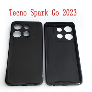 เคสโทรศัพท์มือถือ TPU แบบนิ่ม สีดําล้วน สําหรับ Tecno Spark GO 2023