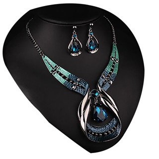 [B_398] 3Pcs Jewelry Set Adjustable Gift Anti-fade Teardrop Drop Earrings Jewelry Set for Wedding