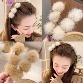 Luckybabys&gt; Elegant Woman Fluffy Bang Clips Hairpins Autumn And Winter Furry Ball Side Braided Hairpin Hair Headdress Hair Accessories Hairgrip Barrettes Headwear new