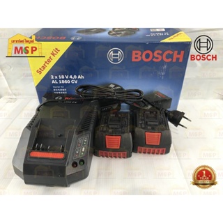 Bosch แท่นชาร์จ+แบตเตอรี่ 18V GAL 18V-40 + แบต 2 ก้อน 4.0Ah Starter Kit #1600A001B8