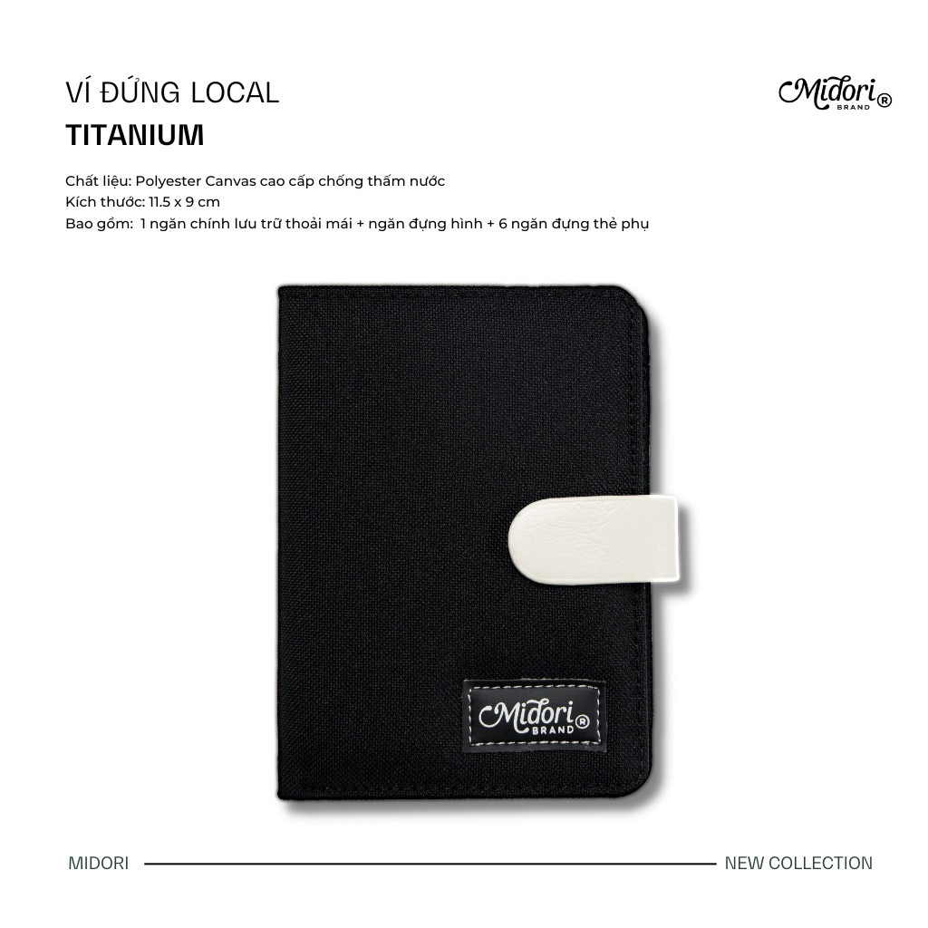 กระเป๋าสตางค์ผ้าแนวตั้งสําหรับผู้ชายและผู้หญิงโพลีเอสเตอร์ TITANIUM กันน้ํา Unisex แบรนด์ท้องถิ่นของแท้ Midori M Studio