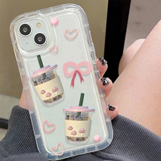 [เคสกรอบรูป] เคสโทรศัพท์มือถือ ลายชานมไข่มุกน่ารัก สําหรับ iphone 14promax 11 13 12 7Plus XR X XS Max