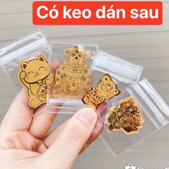 God of Wealth Cat Gold Plated Sticker - God of Wealth Tiger - God of Wealth - Tet 2022
