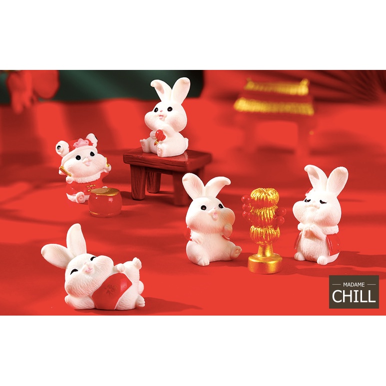 [MC386] ตุ๊กตุ่นจิ๋ว กระต่าย ตรุษจีน เงินทอง ของประดับ 🐰💰 (1 ตัว ราคา 5, 10, 12, 15, 18 บาท)