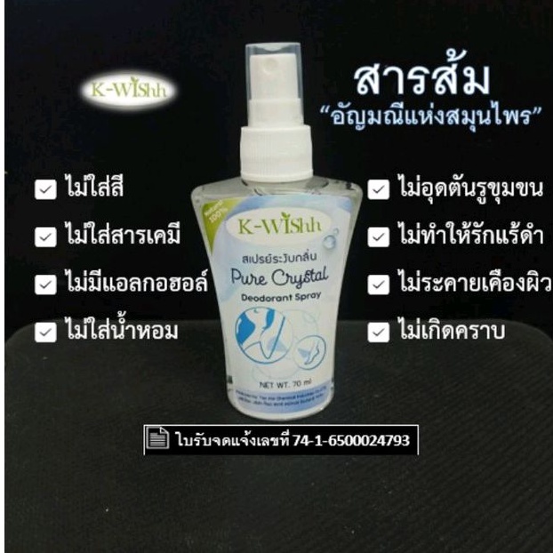 สเปรย์สารส้มน้ำ ระงับกลิ่น K-WIShh Deodorant (ระงับกลิ่นกาย+กลิ่นเท้า+พรหม+เสื้อผ้า)