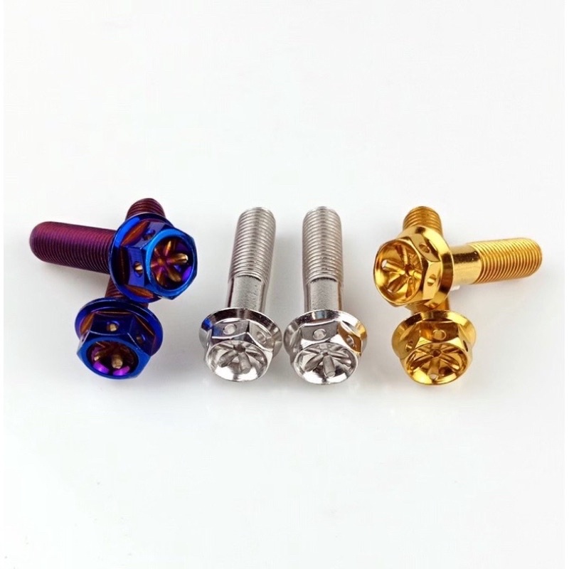 น๊อตหัวเจาะดอกไม้เบอร์14 (M10) 10x15-10x70 สแตนเลสเงิน ทอง ไทเท ราคาต่อตัว