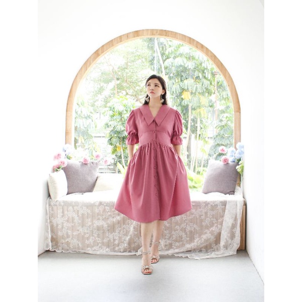 MINOR DEFECT ชุดเดรสผ้าฝ้าย Dahye สีชมพูฝุ่น