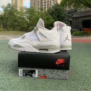 พร้อมส่ง air jordan 4 aj4 รองเท้าผ้าใบลําลอง สีขาว สไตล์เรโทร สําหรับผู้ชาย