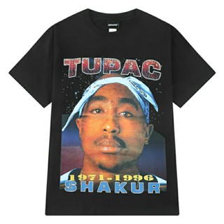 (8493) เสื้อยืดสีดำ เสื้อยืดแร็ปเปอร์ ลาย ทูพัค ชาเคอร์ TUPAC SHAKUR สกรีนลายหน้า-หลัง ผ้าคอตตอน 100%