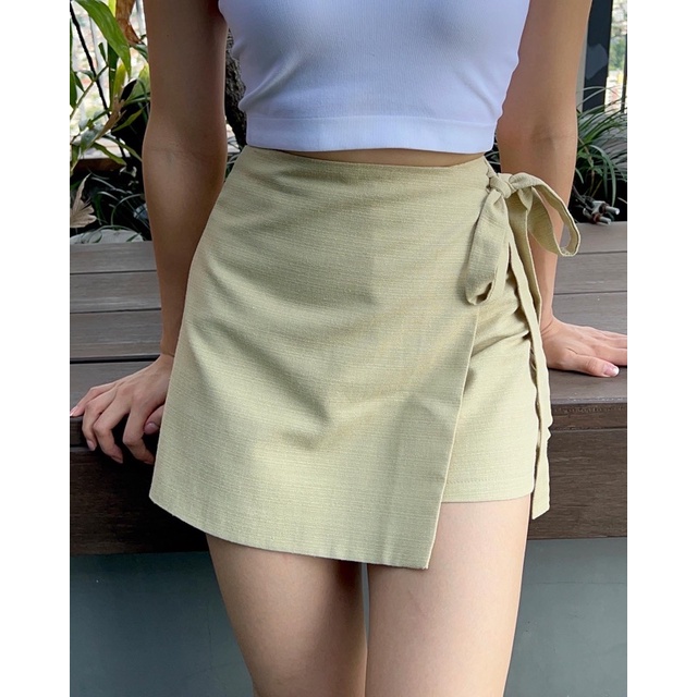 Prinn- Skort white กางเกงกระโปรงผ้าฝ้ายธรรมชาติ ผ้านุ่ม ใส่สบาย