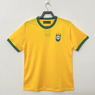 เสื้อกีฬาแขนสั้น ลายทีมชาติฟุตบอล Brazil home วินเทจ ไซซ์ S-XXL 70 AAA