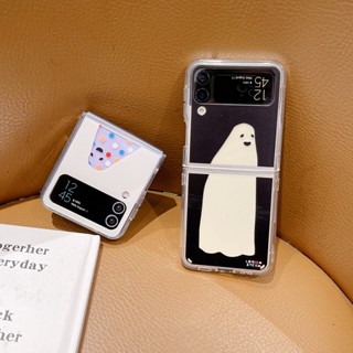 【Ghost】เคสโทรศัพท์มือถืออะคริลิคใส พับได้ กันหล่น สร้างสรรค์ สําหรับ Samsung Galaxy Z Flip3 Zflip4