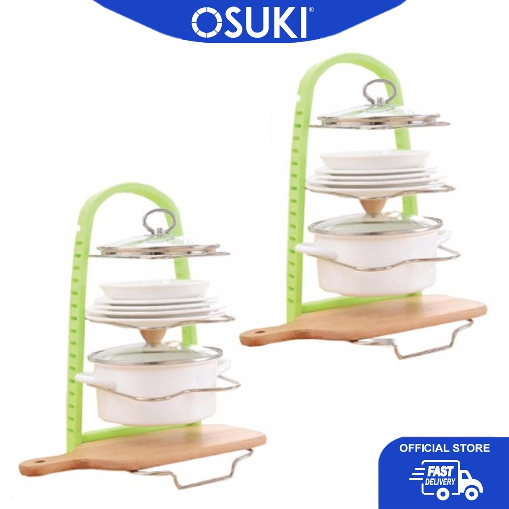 ชั้นเก็บของในครัว OSUKI - สีเขียว (2 ชิ้น)