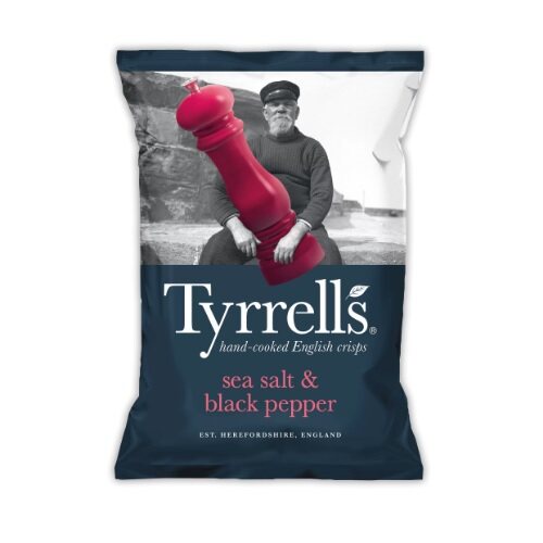 Tyrrells Sea Salt & Black Pepper Chips 150g มันฝรั่ง จากอังกฤษ มันฝรั่งอบ มันฝรั่งอบกรอบ ขนม