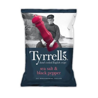 Tyrrells  Sea Salt &amp; Black Pepper Chips 150g มันฝรั่ง จากอังกฤษ มันฝรั่งอบ มันฝรั่งอบกรอบ ขนม