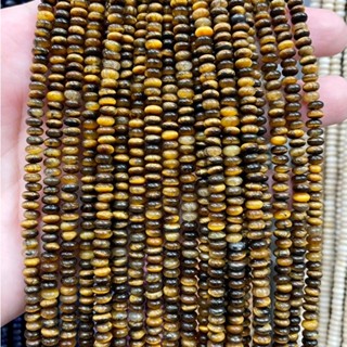 ตาเสือเหลือง พลอยตาเสือ Tigers Eye 4x2 mm ทรงล้อรถ เส้นยาว