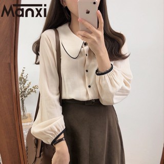 Manxi เสื้อแขนยาวผญ วินเทจ เกาหลีใส่สบายๆ A25K00T