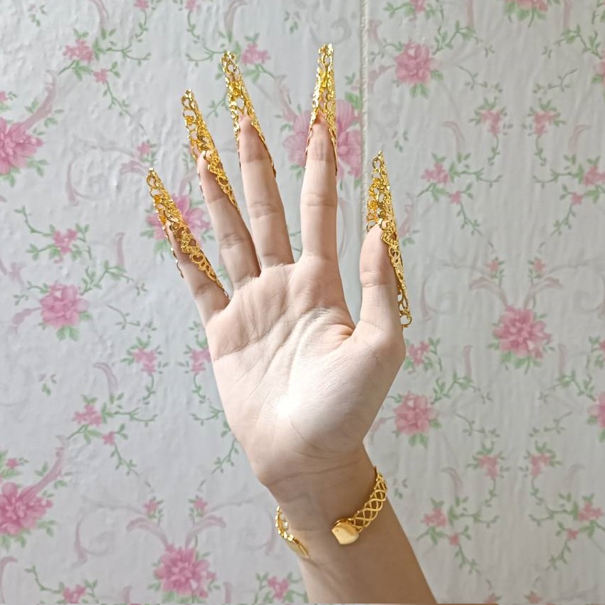 เครื่องประดับไทย ปลอกเล็กยาว สวมนิ้วมือ เล็บปลอม รูปที่ 4