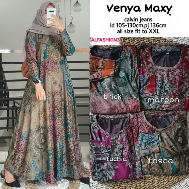 เสื้อผ้ามุสลิมสําหรับผู้ใหญ่ Gamis Venya Maxy Modern Bsju Gsmis Eid Party ชุดเชิญเกมล่าสุดเสื้อผ้า 2