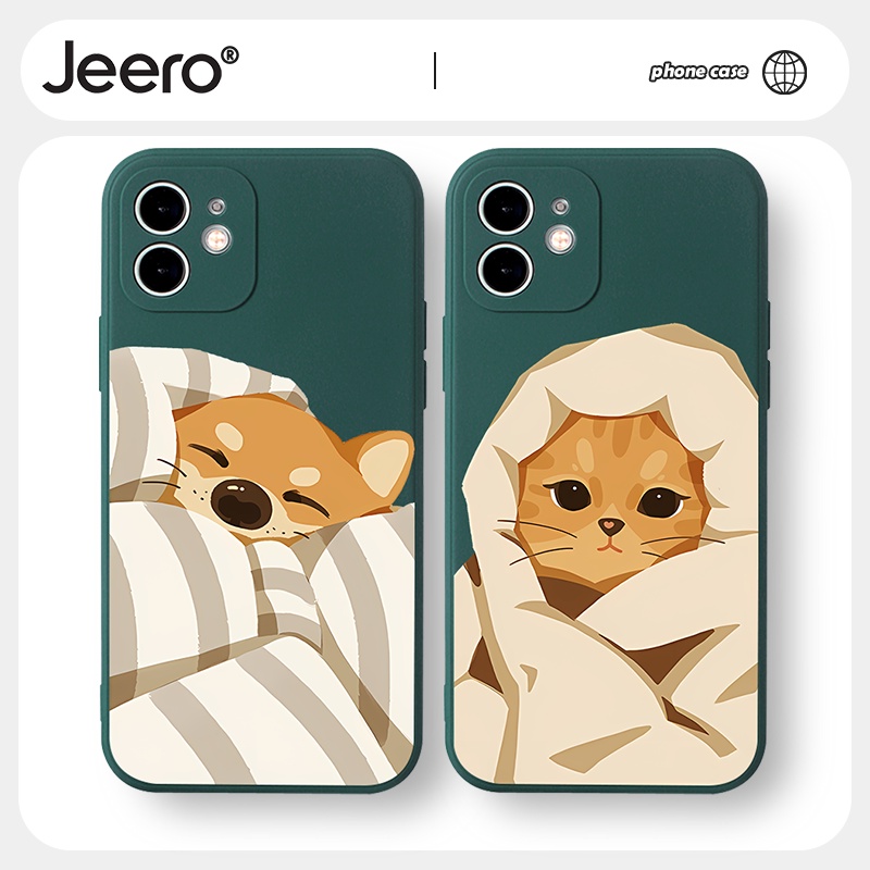 Jeero เคสคู่ เคสไอโฟน คู่รัก กันกระแทกซิลิโคนนุ่มการ์ตูนน่ารักตลก เคสโทรศัพท์ Compatible for iPhone 16 15 14 13 12 11 Pro Max SE 2020 X XR XS 8 7 6 6S Plus พลัส HFF2130