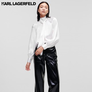 KARL LAGERFELD - SILK-BLEND SHIRT WITH BOW TIE 226W1608 เสื้อเชิ้ต