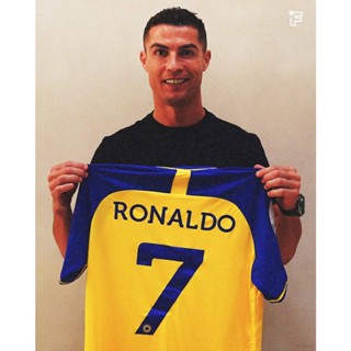 เสื้อกีฬาแขนสั้น ลายทีมชาติฟุตบอล Ronaldo No.7 Al Nassr HT1 2022-2023 พลัสไซซ์ สําหรับผู้ชาย และผู้หญิง TH1