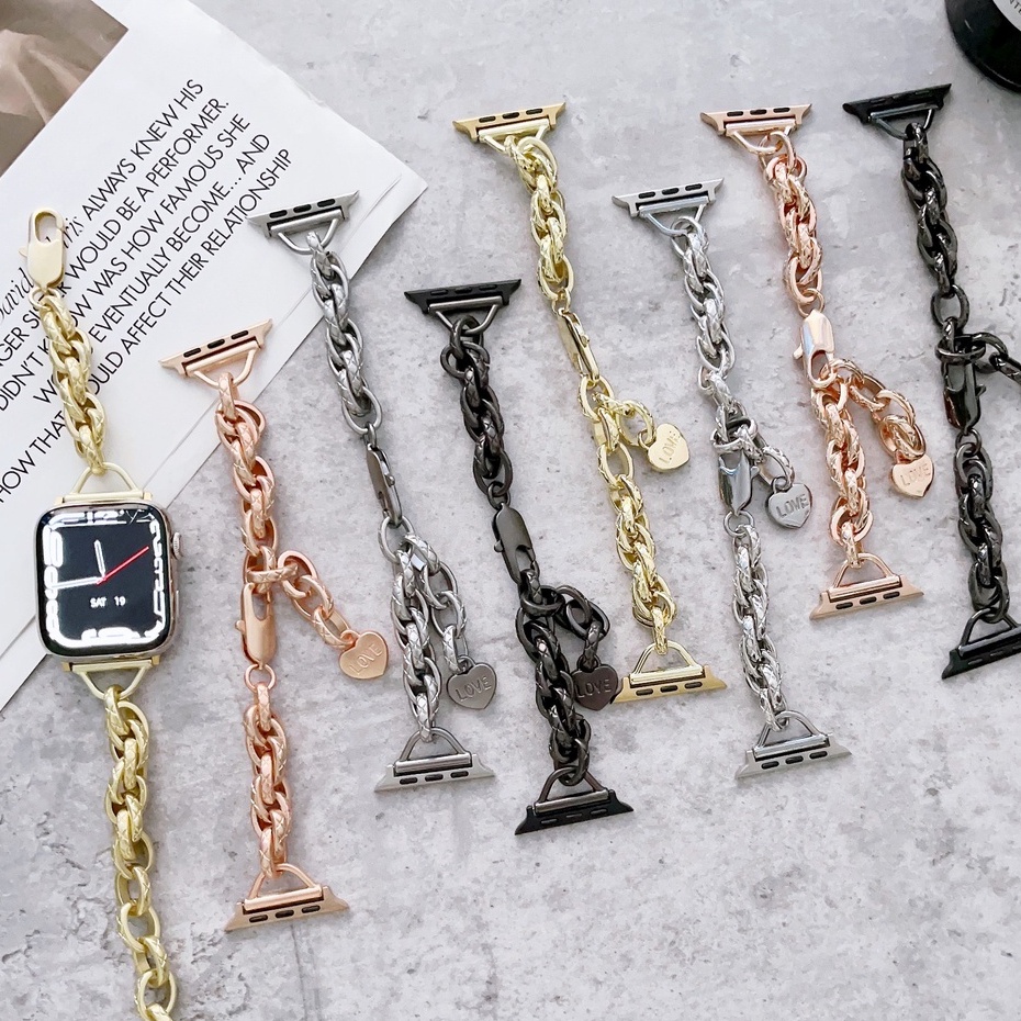 Punk Style Chain Adjustable Band For i Watch Strap Series10 9 8 7 6 5 4 3 2 1, SE,SE2, Ultra Strap S