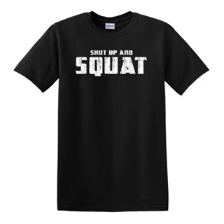 [COD] เสื้อยืดผ้าฝ้าย 100% พิมพ์ลาย Shut Up Squat Bench Press Deadlifts Powerlifting Strongman โอเวอร์ไ