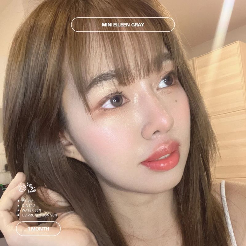 คอนแทคเลนส์ รุ่น Mini Eileen/Eileer สีเทา/ตาล Gray/Brown มีค่าสายตา (0.00)-(-10.00)