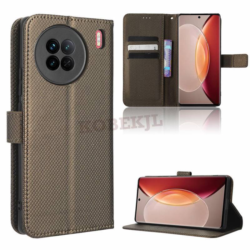 Vivo X90 5G Flip Diamond PU Leather Wallet Card Slot Phone Cover Vivo X90 X80 X70 X60 Pro VivoX90 X9