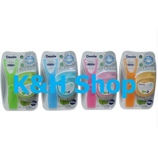 [#โปรฯ เมื่อซื้อ 2 ชิ้น] - ไหมขัดฟัน Dsmile พร้อมด้ามจับ (Dental Floss Plus Floss Holder; Mint Waxed 40 m.)