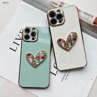 Compatible With Samsung Galaxy S21 S20 S10 FE Ultra Plus S21+ 5G เคสเรียวมี สำหรับ Case Cartoon Diamond Hearts เคส เคสโทรศัพท์ เคสมือถือ Soft Electroplate TPU Cases