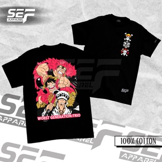 [ปรับแต่งได้]SEF apparel Anime Series Unisex T shirt T-shirt One Piece Worst Generation Trio Trafalgar Kid Luffy_18