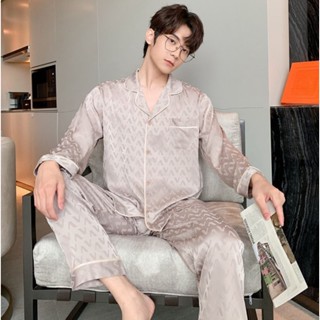 ชุดนอนผู้ชาย Light brown pajamas (premium silk satin)